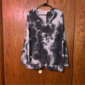 Navy and White Tie-Dye Sweatshirt